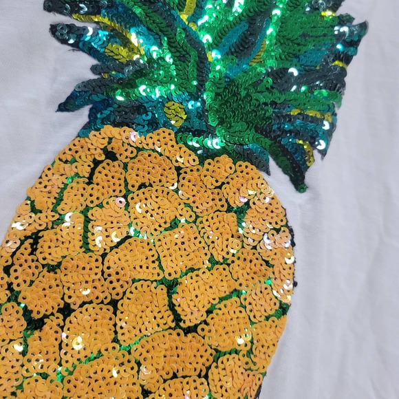 JUSTFAB Yellow & Green Sequin Pineapple Embellished  M - Picture 3 of 4